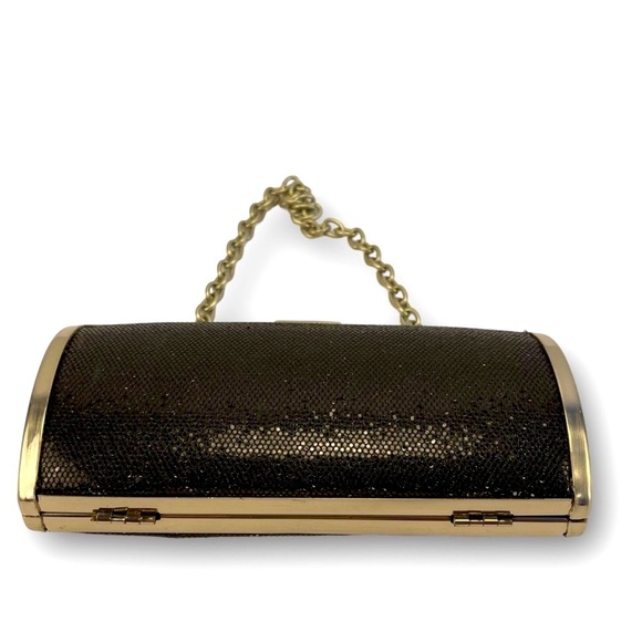 UNLISTED BLACK/DEEPS PINKS AND GOLD GLITTER OVAL CLUTCH WITH DETACHABLE CHAIN - Picture 6 of 12